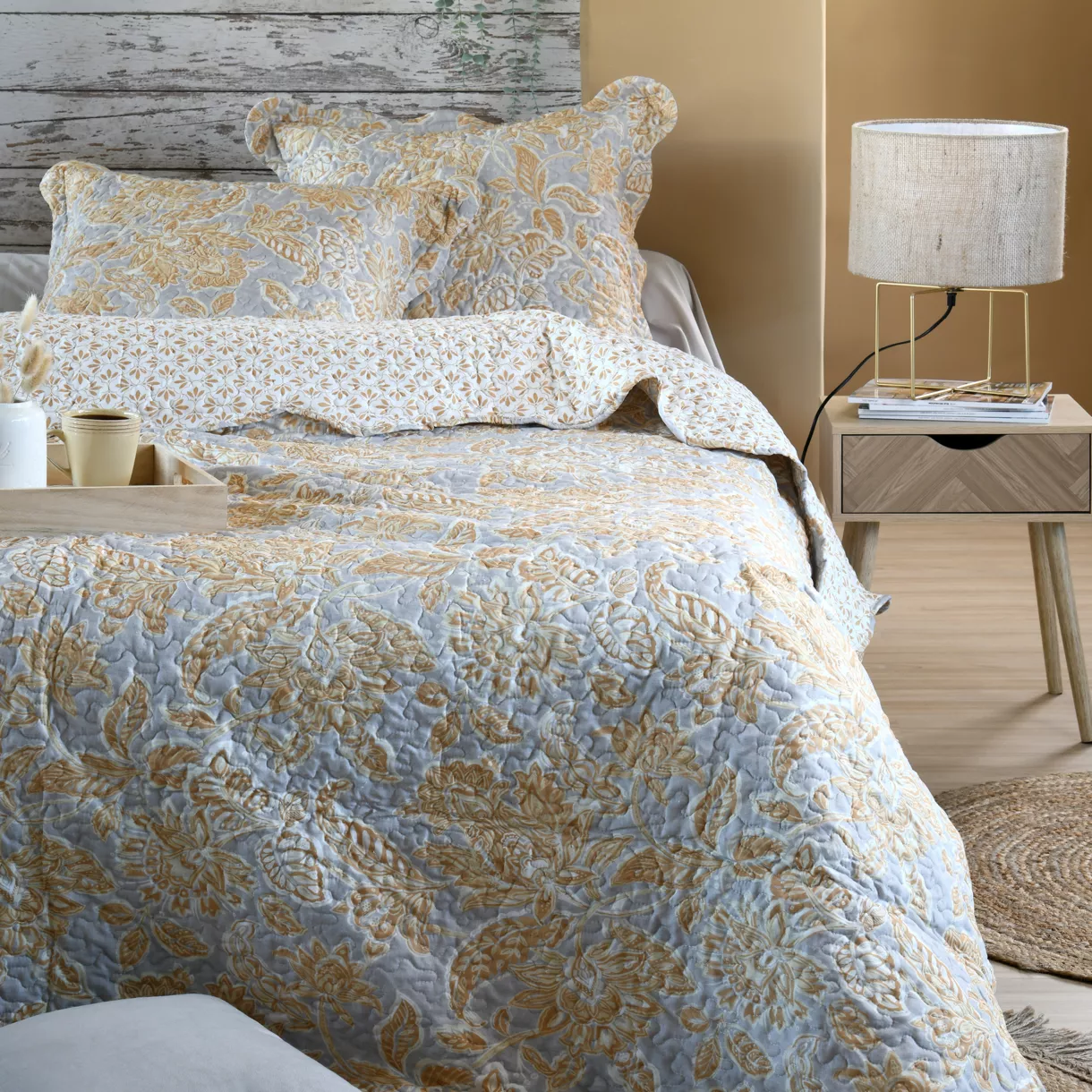 Colcha y fundas de almohada (240 x 220 cm) Nerya Amarillo mostaza