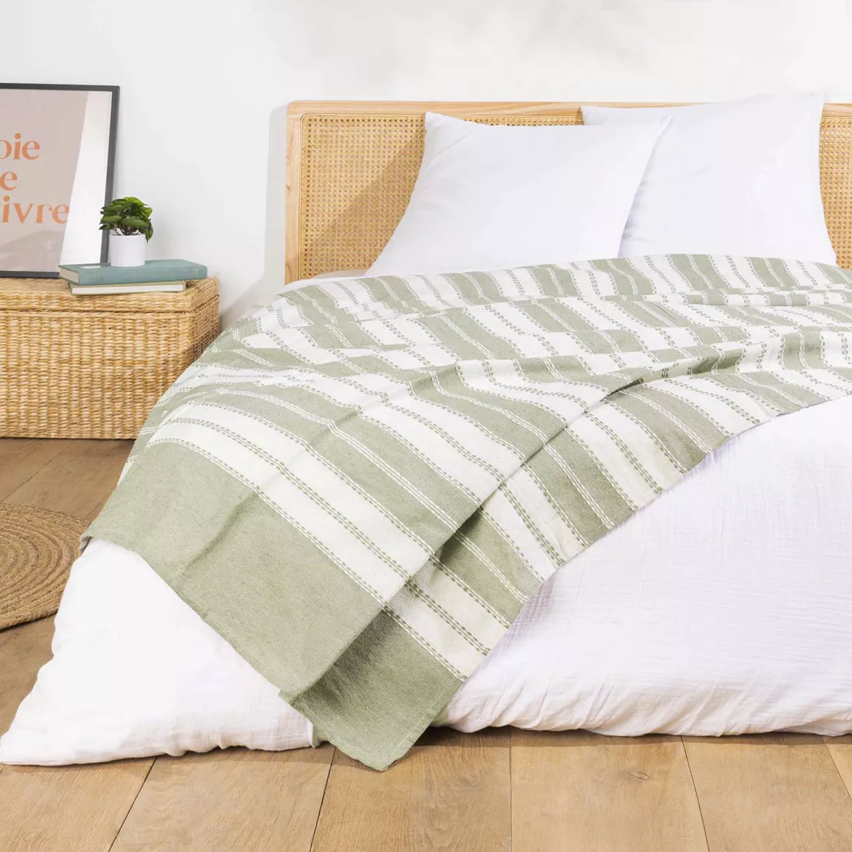 COUVRE LIT 1 PERSONNE 180 x 220 CM COTON/POLYESTER JACQUARD ABBY SAUGE