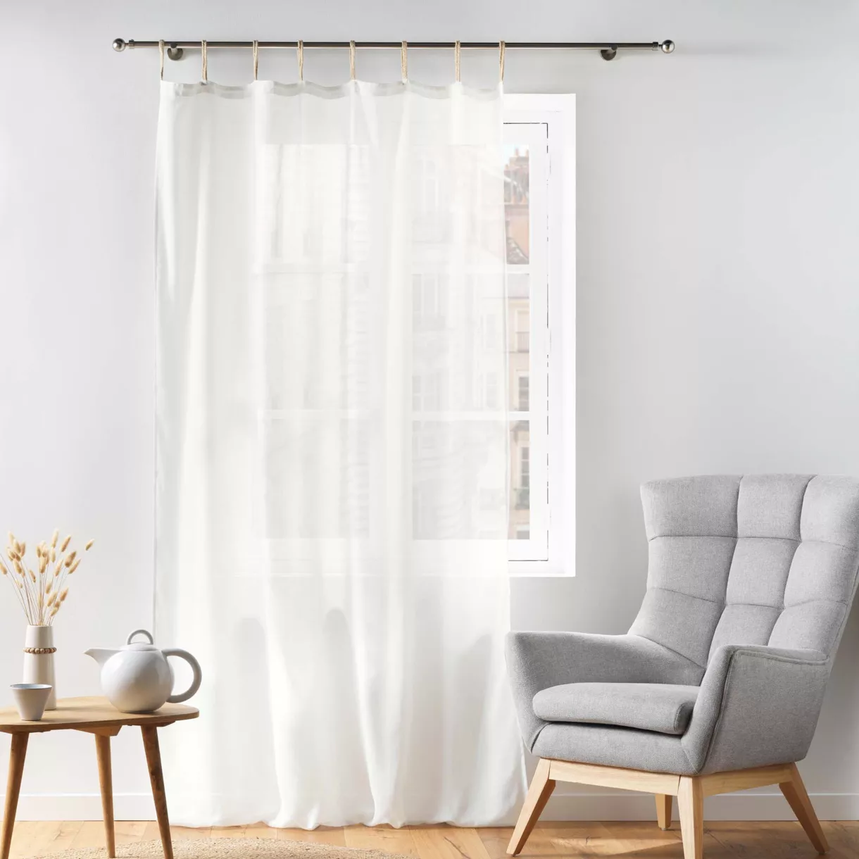 PANNEAU A PASSANTS JUTE 140 x 240 CM POLYCOTON UNI BELANI BLANC