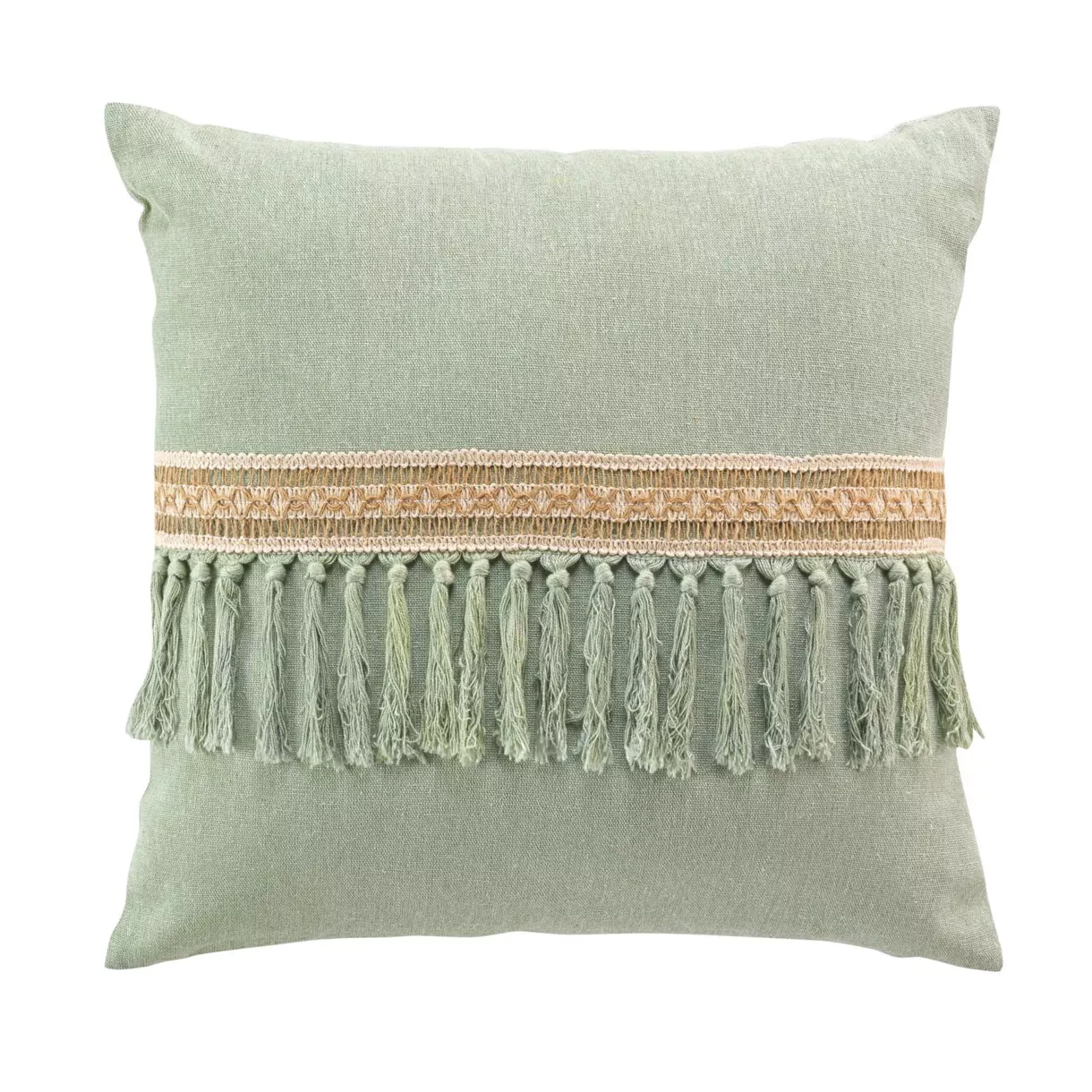 Cuscino quadrato cotone (45 x 45 cm) Janara Verde salvia