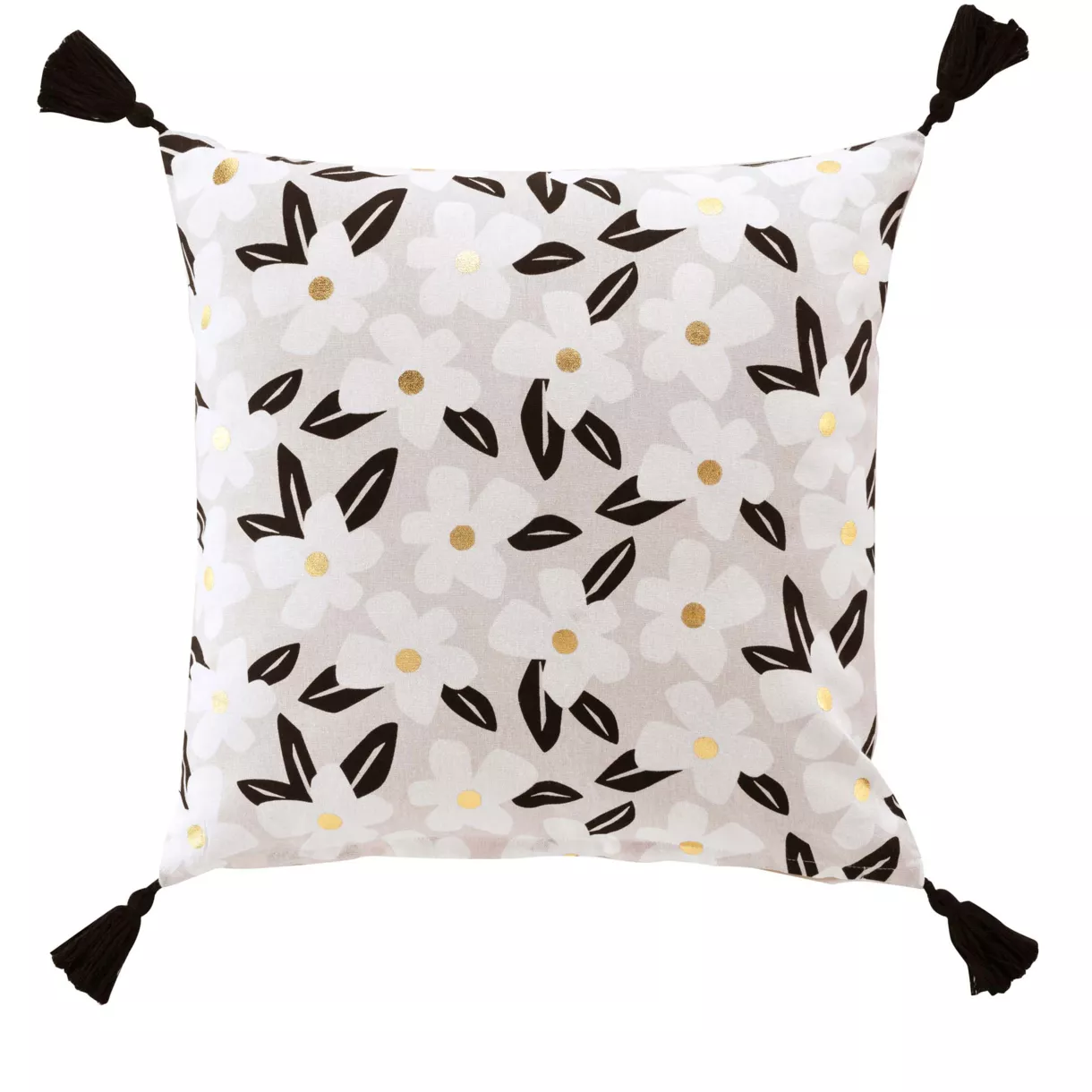 COUSSIN DEHOUS. COMPR. POMPONS 45 x 45 CM COTON IMPRIME OR DARCY DES. PLACE
