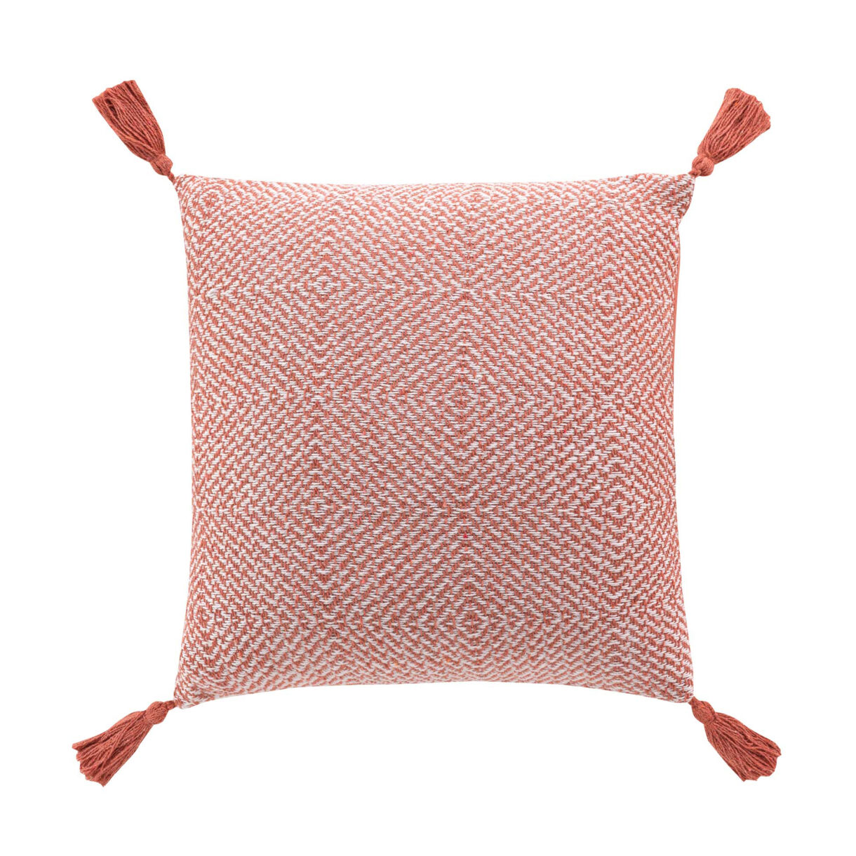 Quadratisches Kissen Baumwolle mit Pompons (40 x 40 cm) Louisette Terrakotta