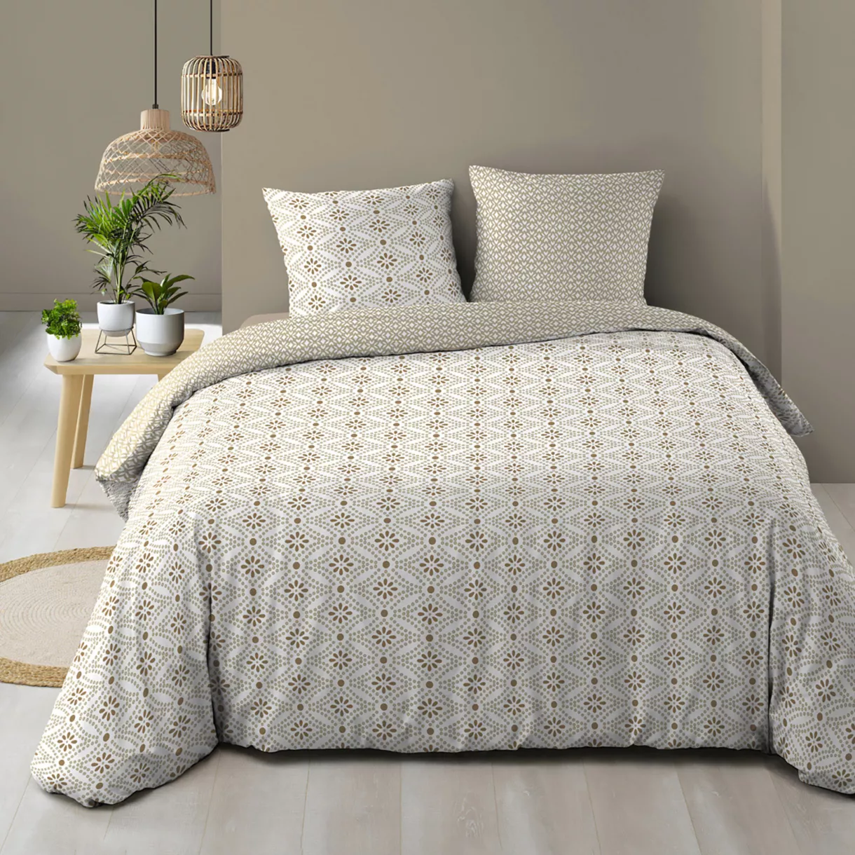 Dekbedovertrek en twee kussenslopen  katoen (260 x 240 cm) Brianna Beige