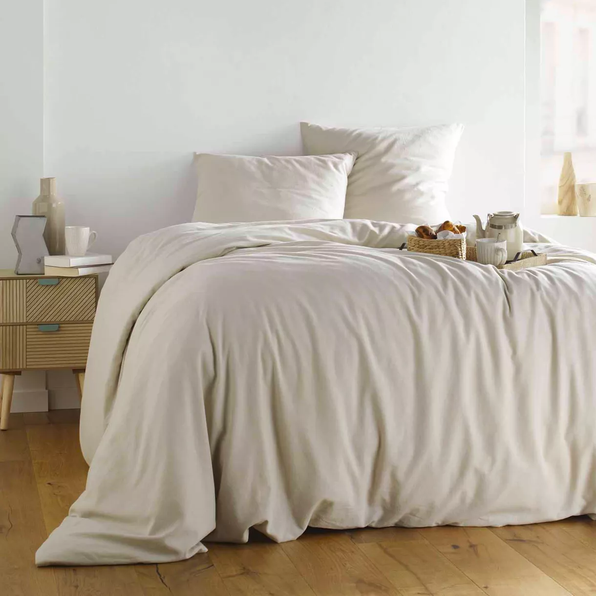 Funda nórdica y dos fundas en algodón lavado (240 x 220 cm) Maxine Beige