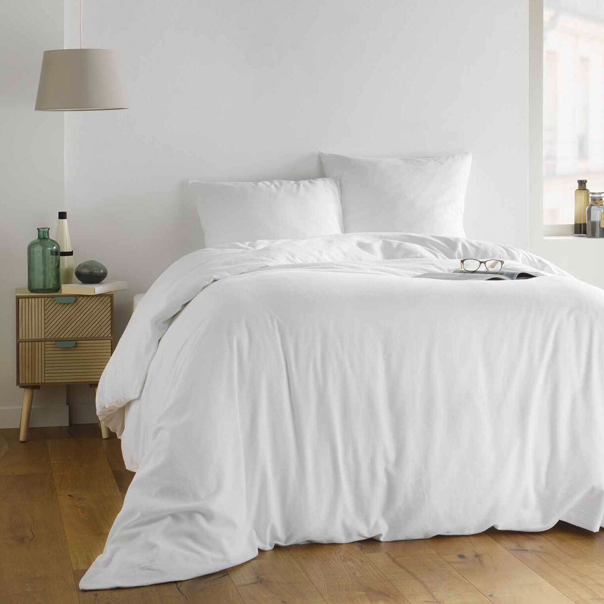 Bettwäsche aus gewaschener Baumwolle (240 x 220 cm) Maxine Weiß