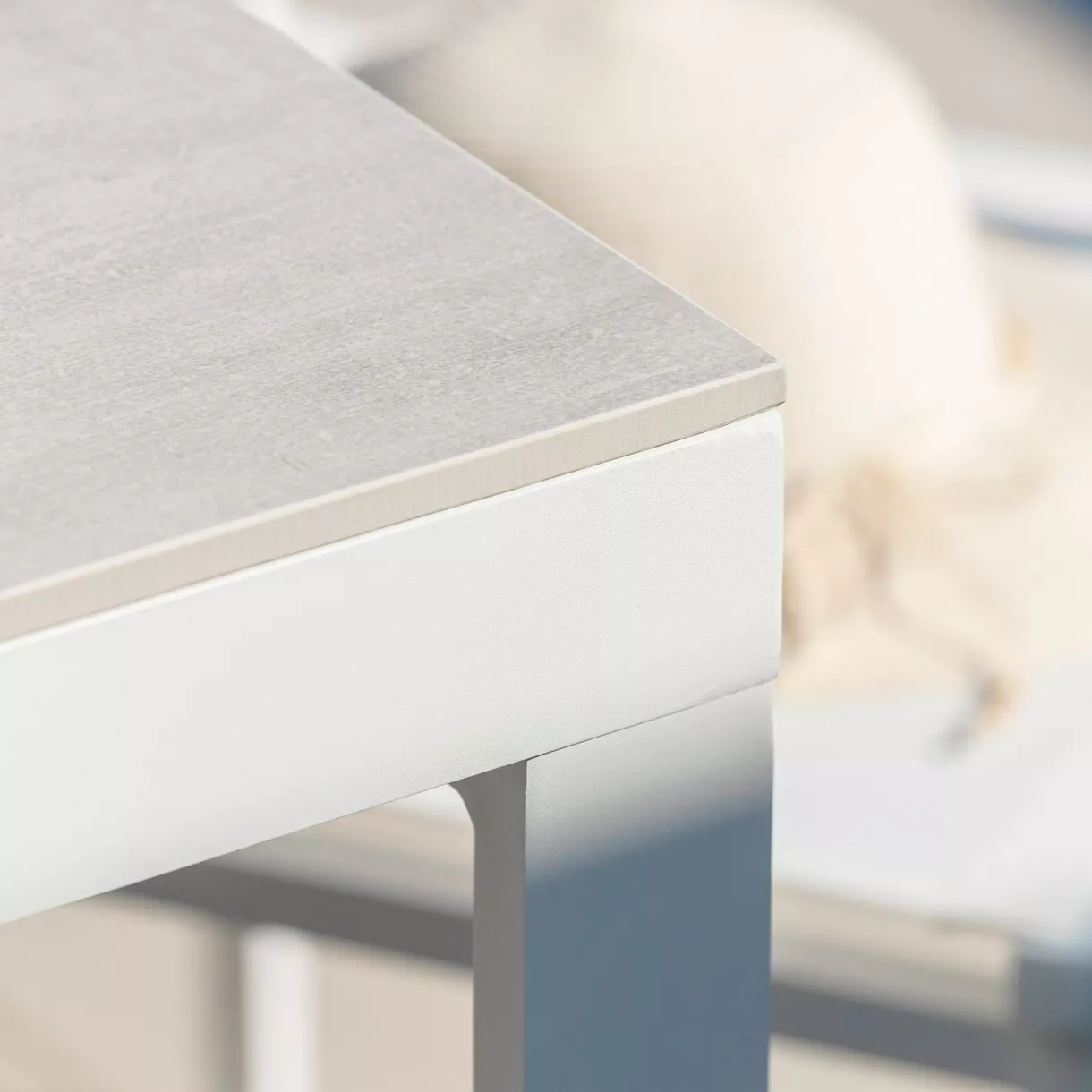 Mesa de jardín 8 plazas Aluminio/Cerámica Kore (180 x 90 cm) - Blanco/Gris claro