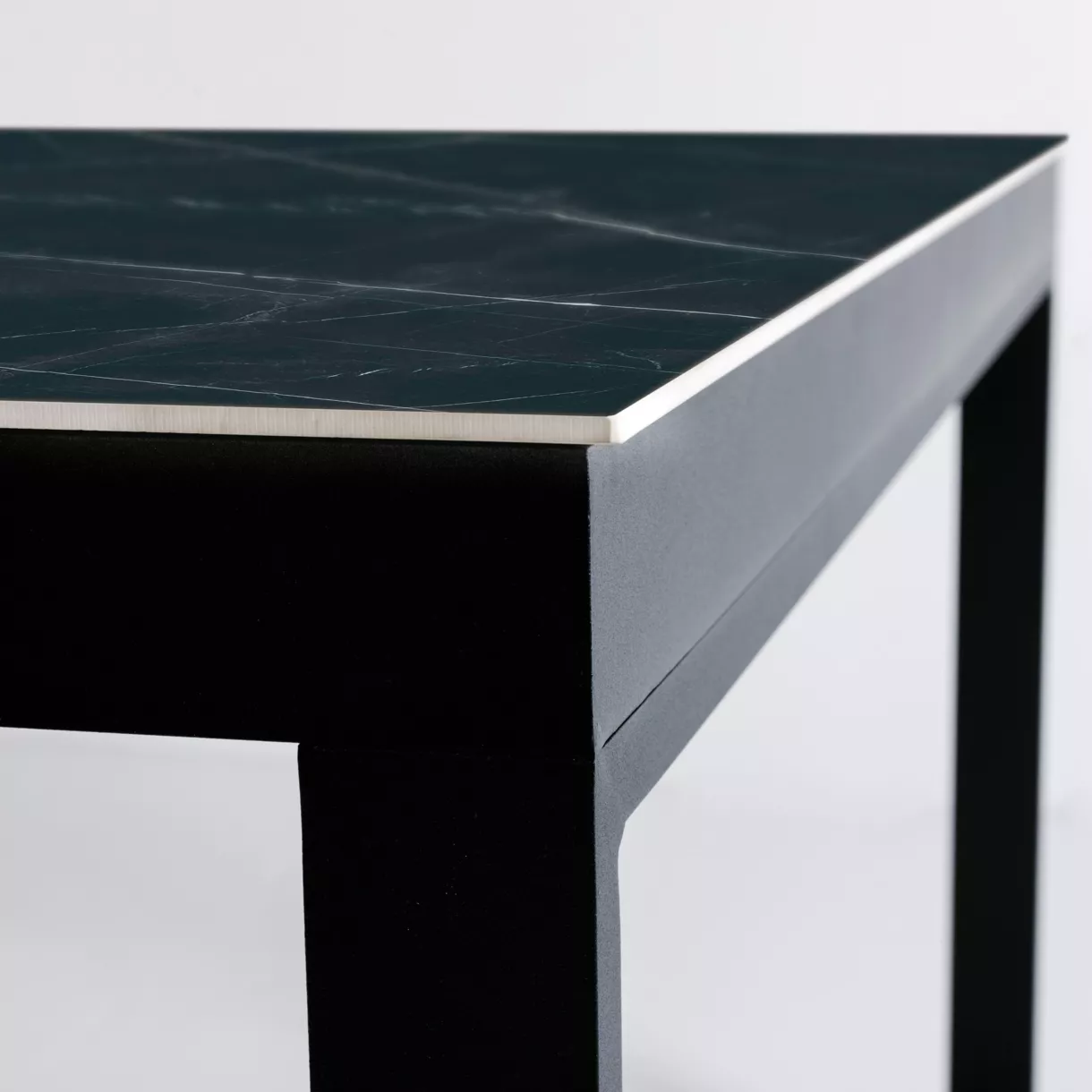 Mesa de jardín 12 personas Aluminio/Cerámica Kore (260 x 120 cm) - Negro/Negro jaspeado