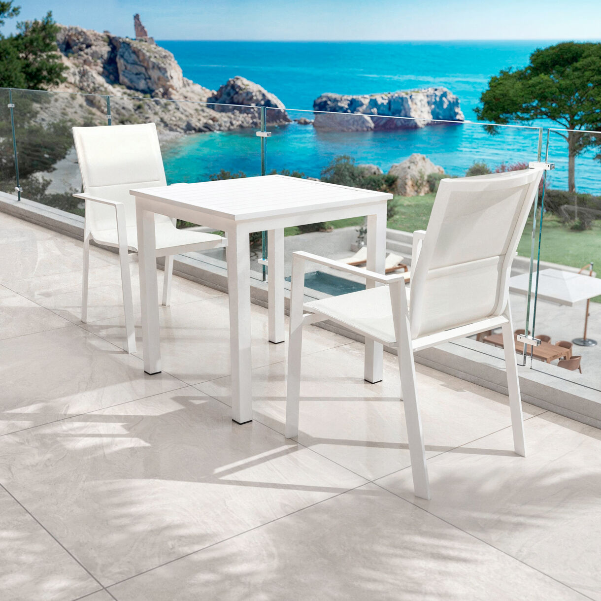 Tavolo da giardino quadrata alluminio 4 posti (70 x 70 cm) Murano - Bianco