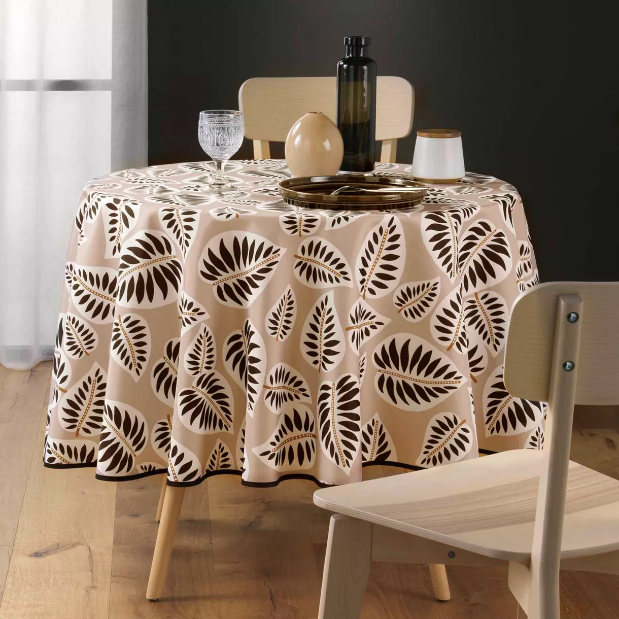 NAPPE RONDE (0) 180 CM POLYESTER IMPRIME ALMA NOIR