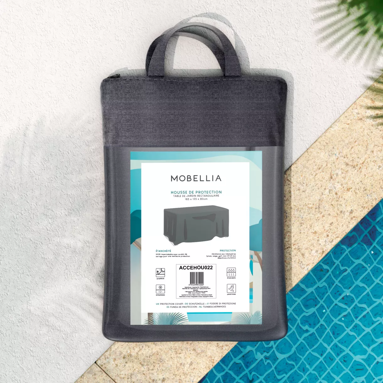 Funda de protección Impermeable para Mesa rectangular 185 x 125 cm - Gris