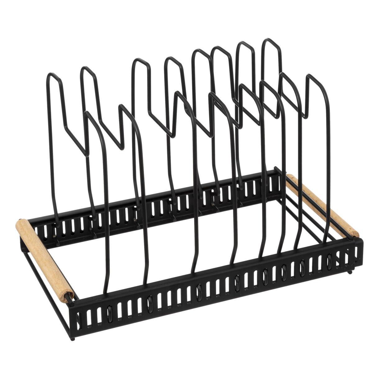 Organizador extensible para tapas y sartenes en metal y madera (58,5 x 21 cm) Rack Negro