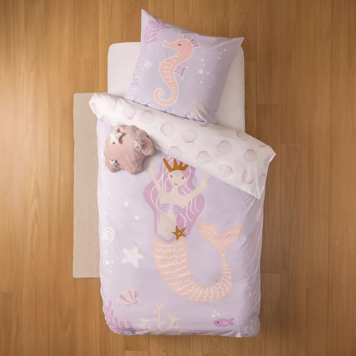 Funda nórdica y una funda para niño en algodón (140 x 200 cm) Sirène Violeta