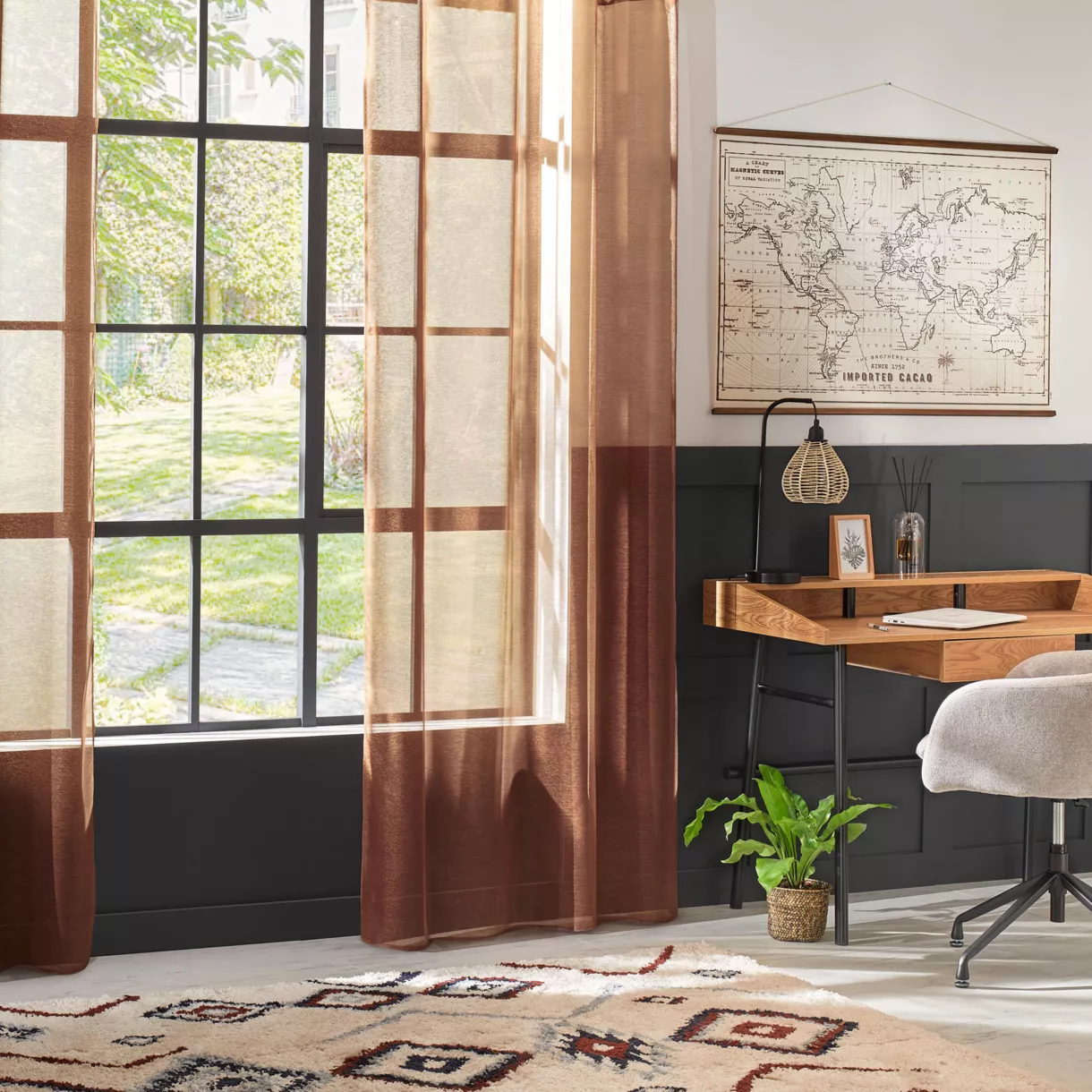 Vitrage (135 x 240 cm) Moly Kaneelbruin