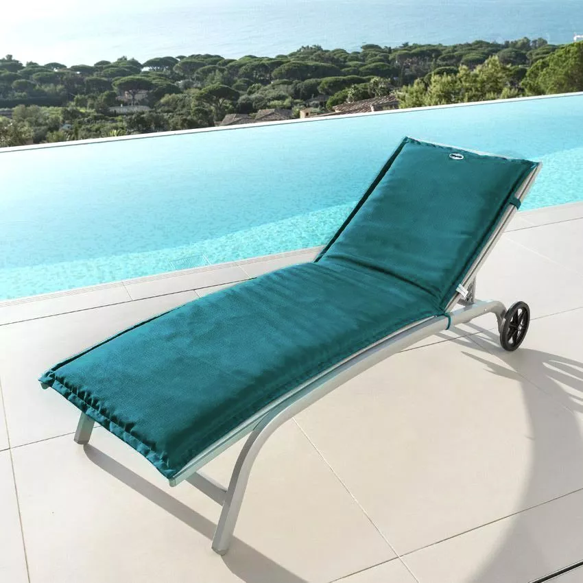 Coussin de transat déhoussable (L190 cm) Korai  Bleu canard