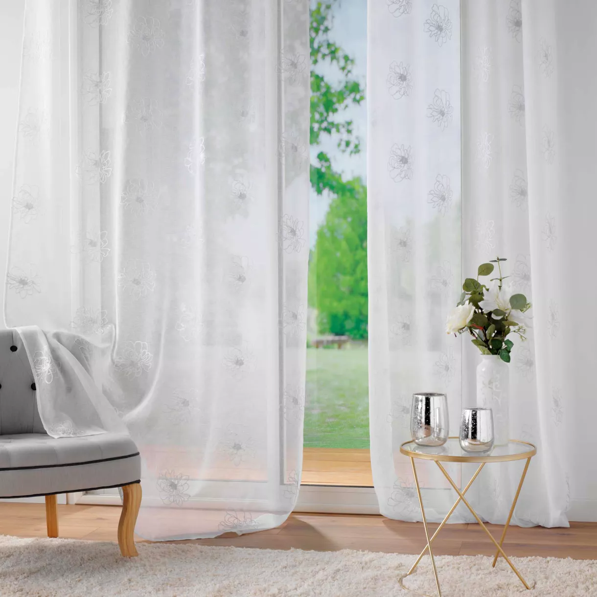 Visillo bordado (140 x 240 cm) Sublimini Blanco