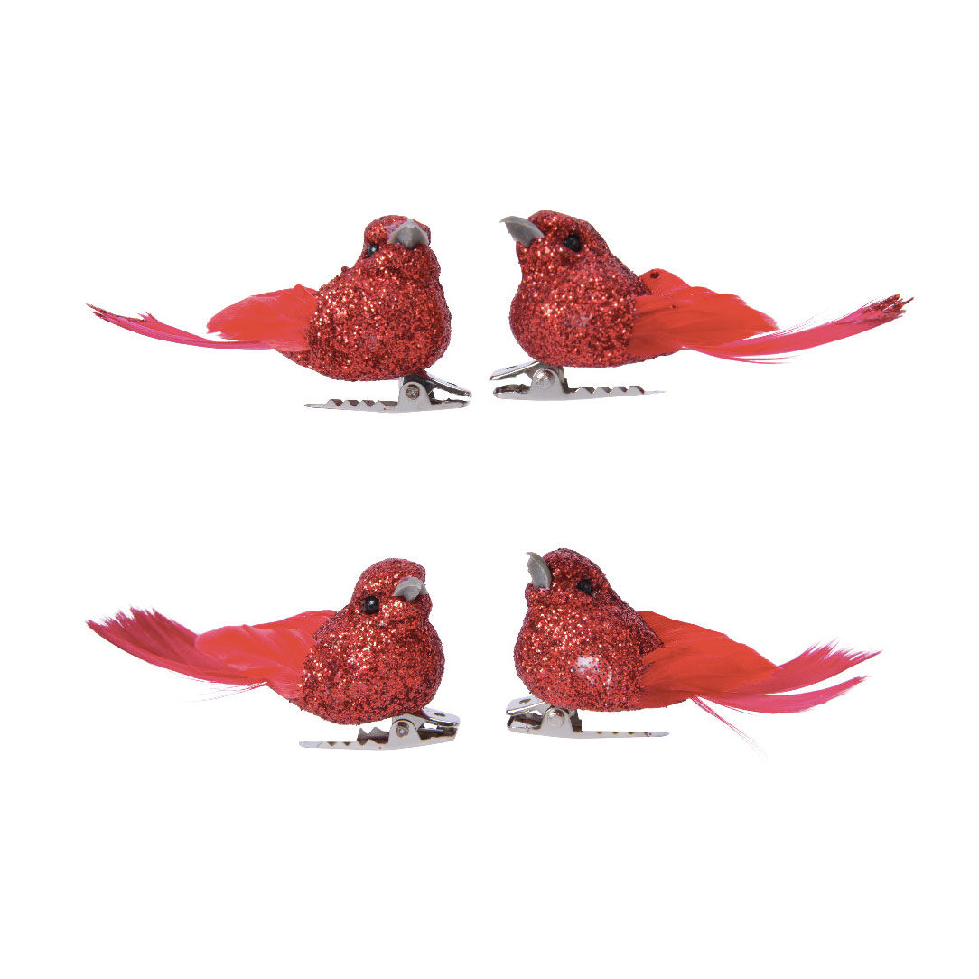 4er Set Vögel Caribana Rot