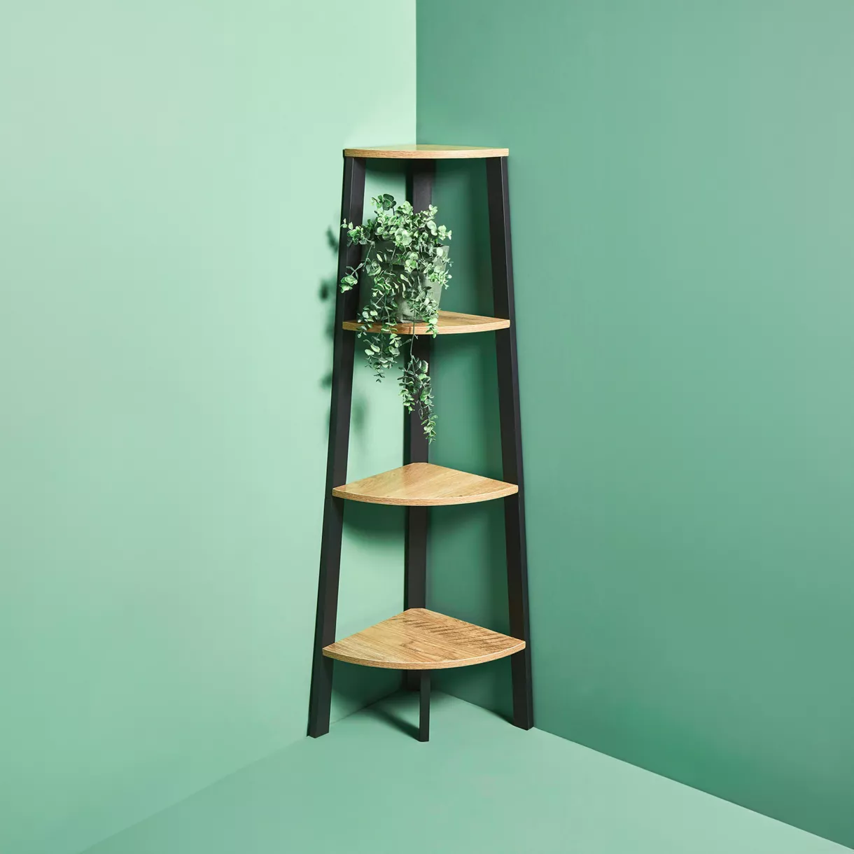 Estante de esquina 4 niveles H125 cm Madera y en metal Negro