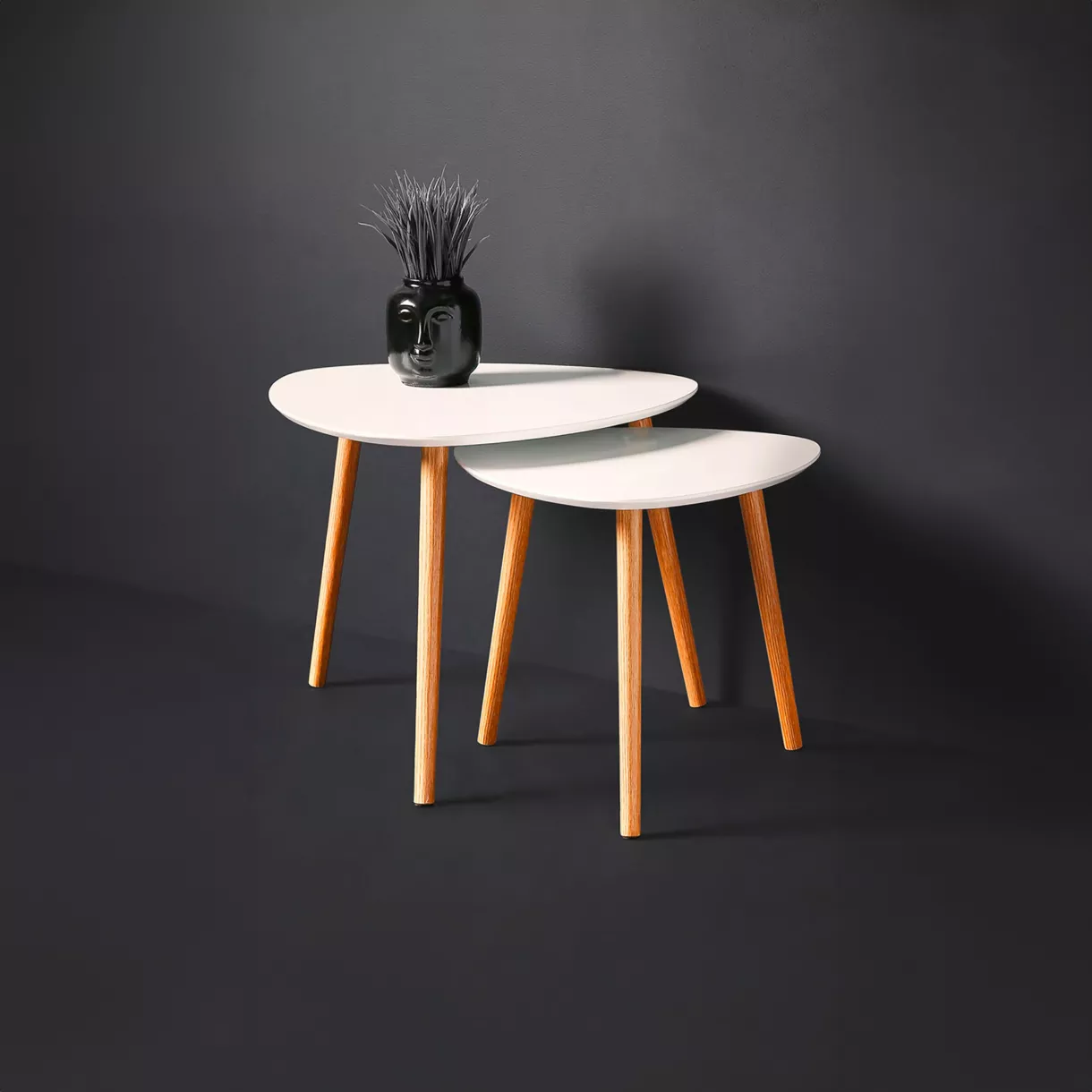 TABLE TRIP.BOIS BLANC X2 PM+GM Dim : 59.5x59.5xH48cm