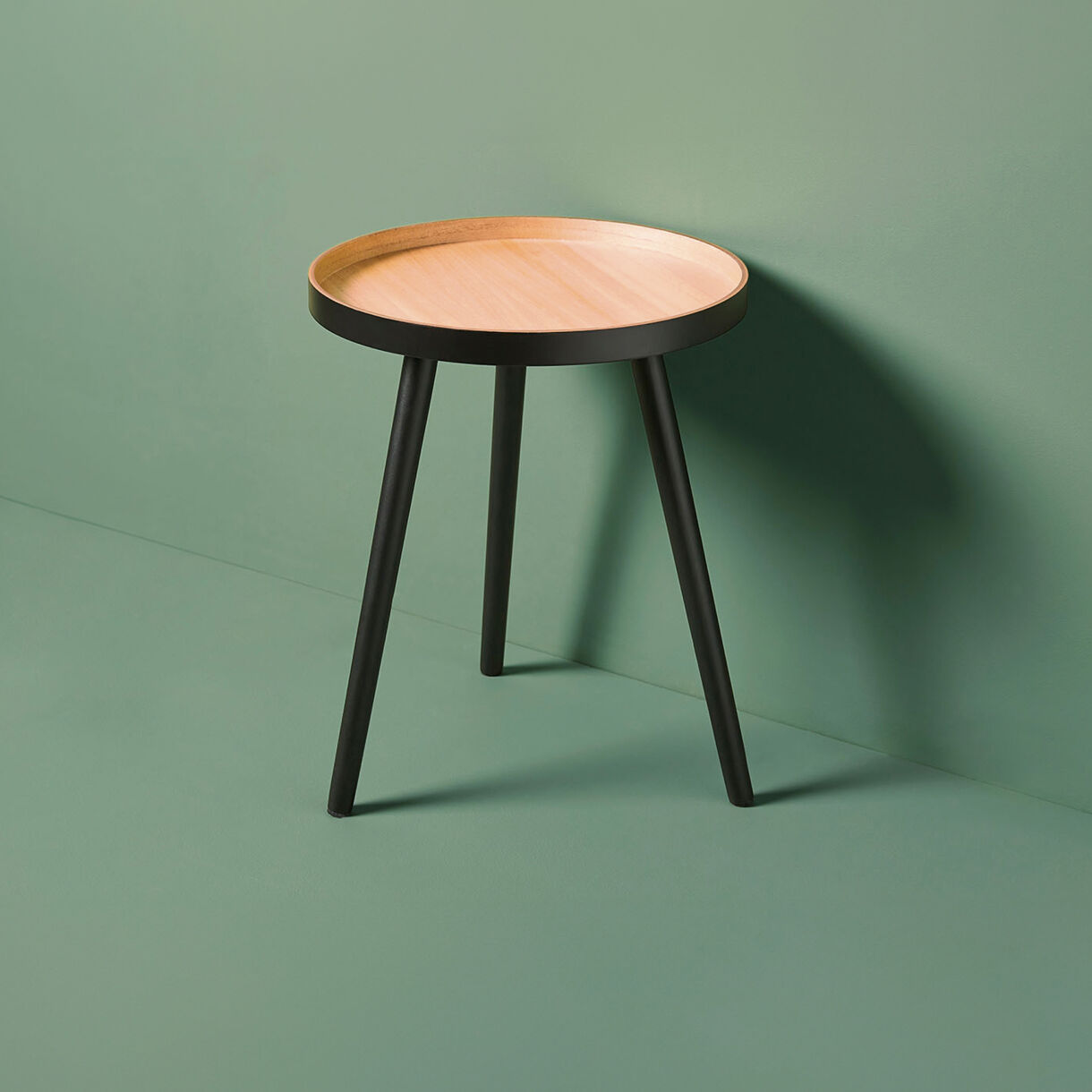 Tavolino trepiedi rotondo in legno (H49 cm) Nero