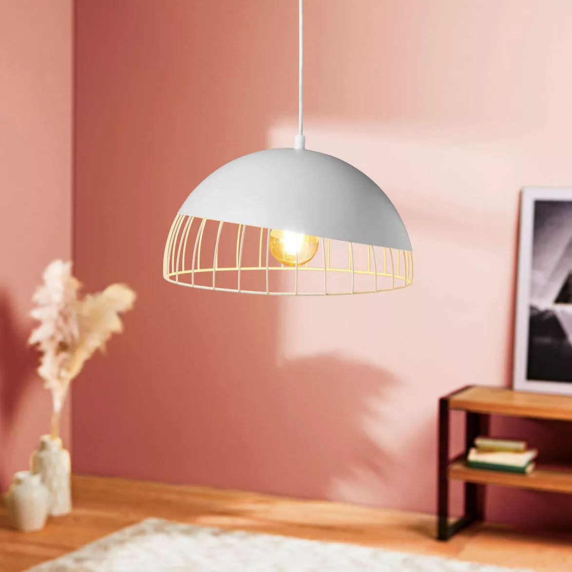Lámpara de techo redonda en metal (D29,5 cm) Colisée Blanco