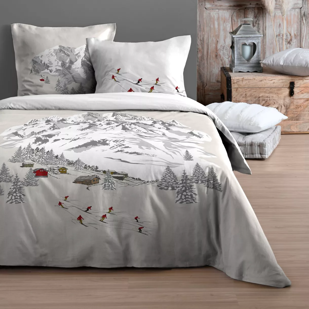 Funda Nórdica y una funda para almohada en algodón (140 cm) Meribel Crudo 1