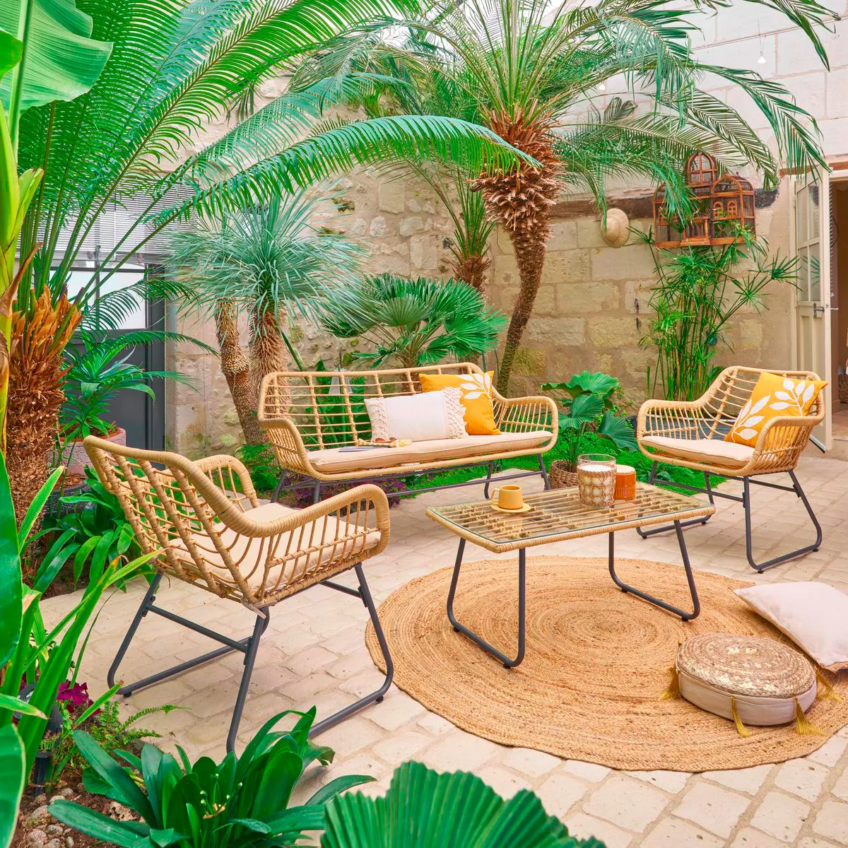 Conjunto de muebles de jardín Algarve Beige Natural - 4 plazas 1