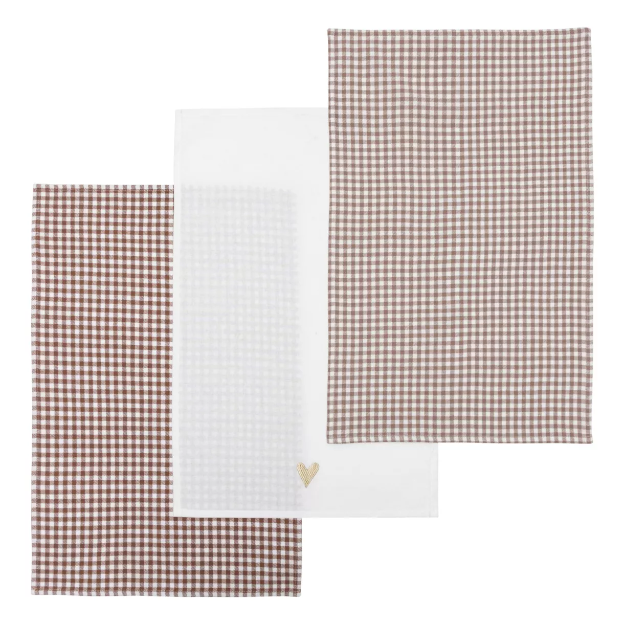 TORCHON VICHY FLO 45X70 X3 L, 70 x P, 45 x H, 0,5 cm Marron Tonka