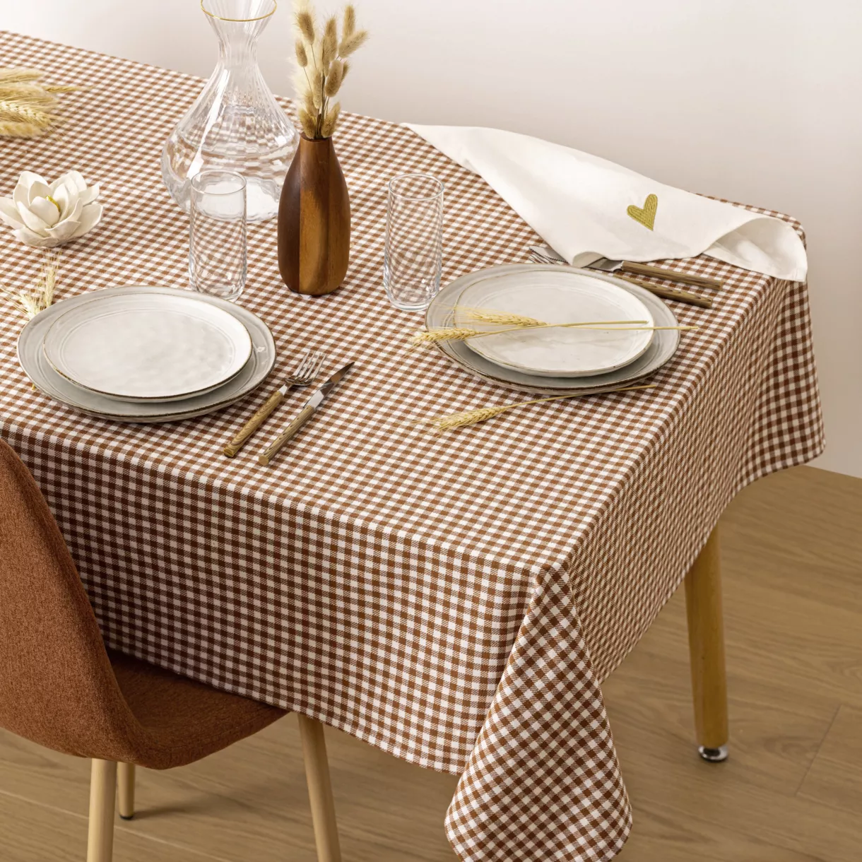 Tovaglia rettangolare cotone (150 x 250 cm) The floreale Marrone