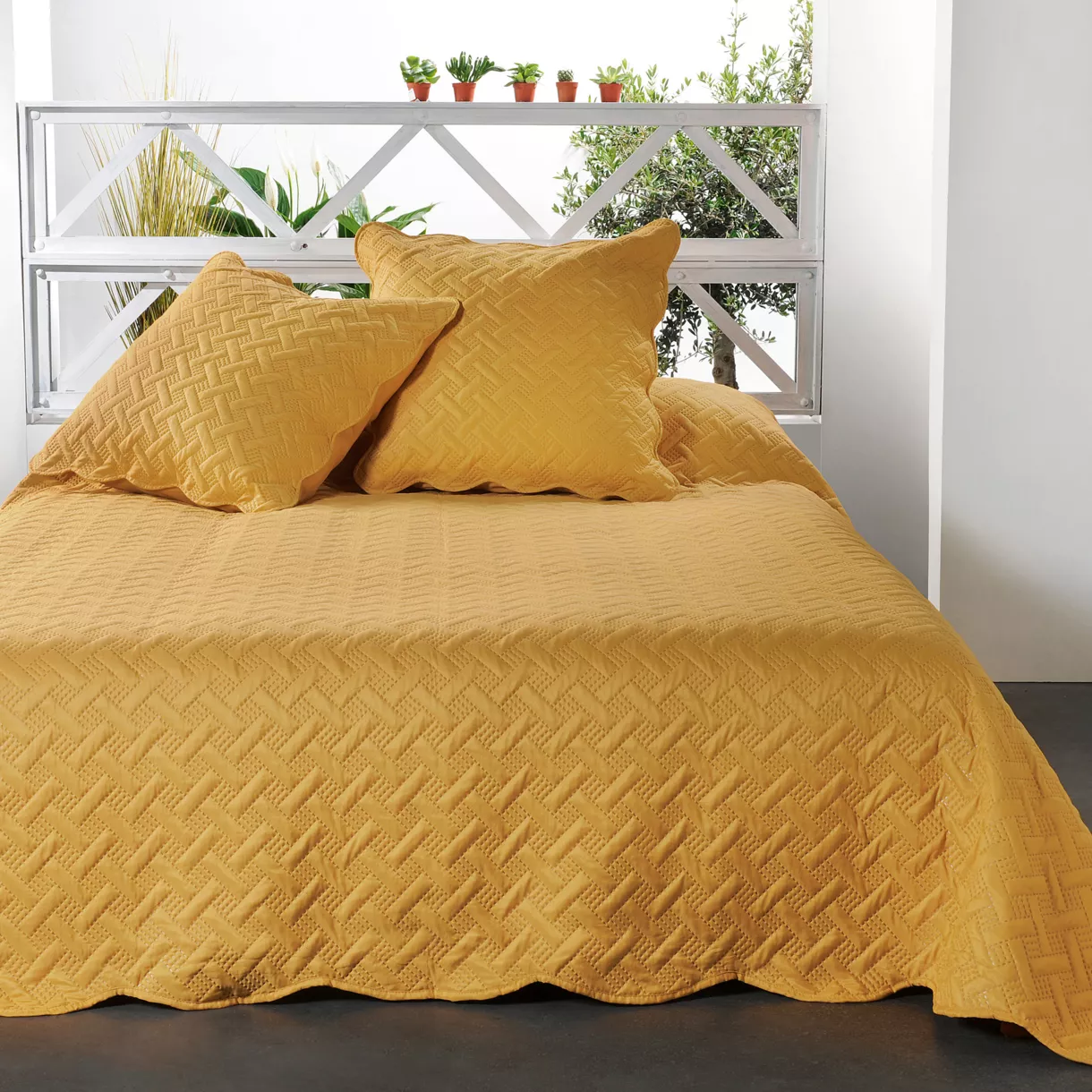 Couvre-lit et taie d'oreiller (180 x 240 cm) Californie Jaune