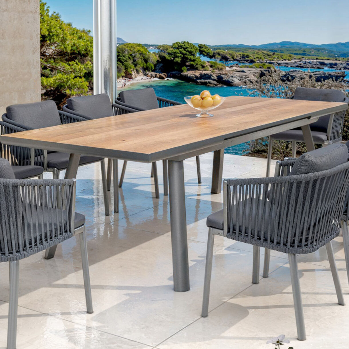 Mesa de jardín extensible en aluminio  10 lugares (260 x 96 cm) Amalfi - Gris antracita