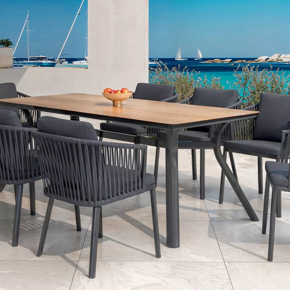 Rechteckiger Gartentisch Aluminium 8 Pers. (200 x 90 cm) Amalfi - Anthrazitgrau