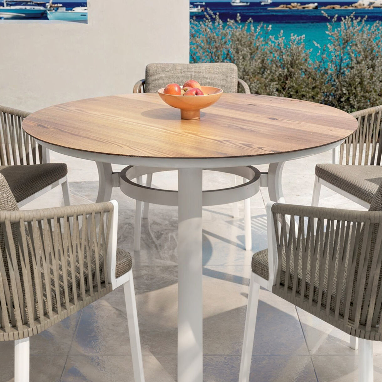 Tuintafel rond aluminium 6 zitplaatsen (D120 cm) Amalfi - Wit