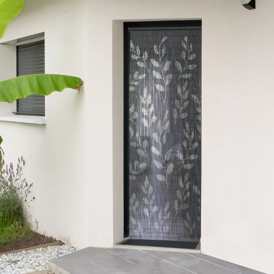 Türvorhang Bambus (90 x 200 cm) Eucalyptus Grau
