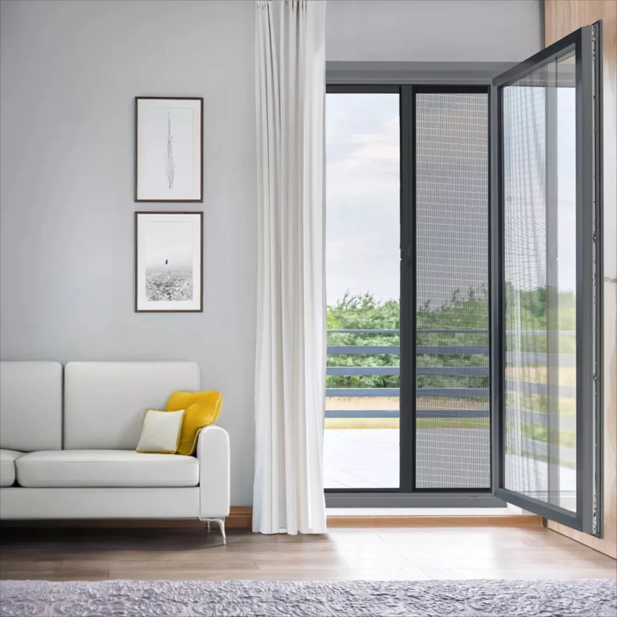 Mosquitera lateral para puerta ventana enrollable (140 x 230 cm) Moustyk Gris