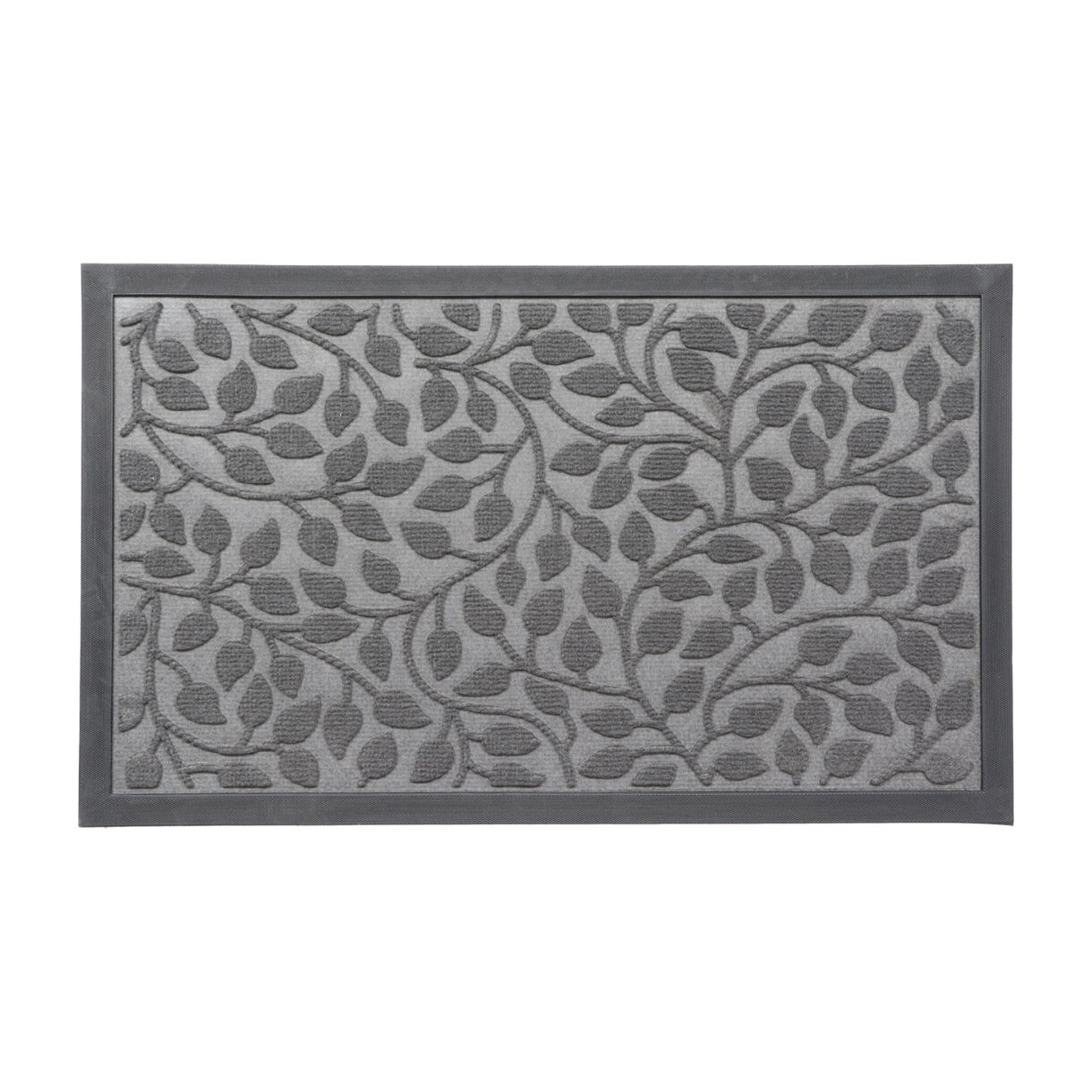 Tappeto d'ingresso antiscivolo (45 x 75 cm) Foglie Grigio scuro