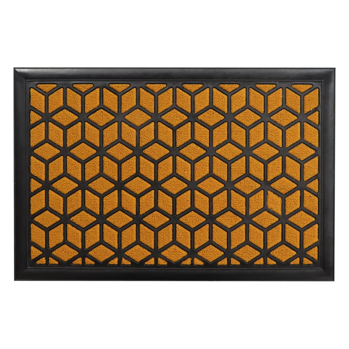 TAPIS LONG ISLAND 40X60CM POLYPRO/CAOUTCHOUC - MOUTARDE