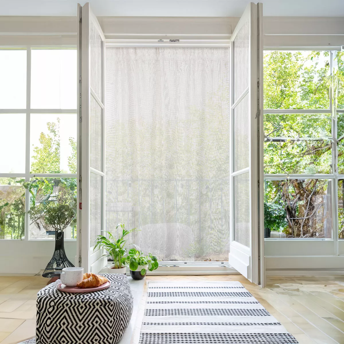 RIDEAU DE PORTE POLYESTER/LIN TISSE 135X225CM - NATUREL