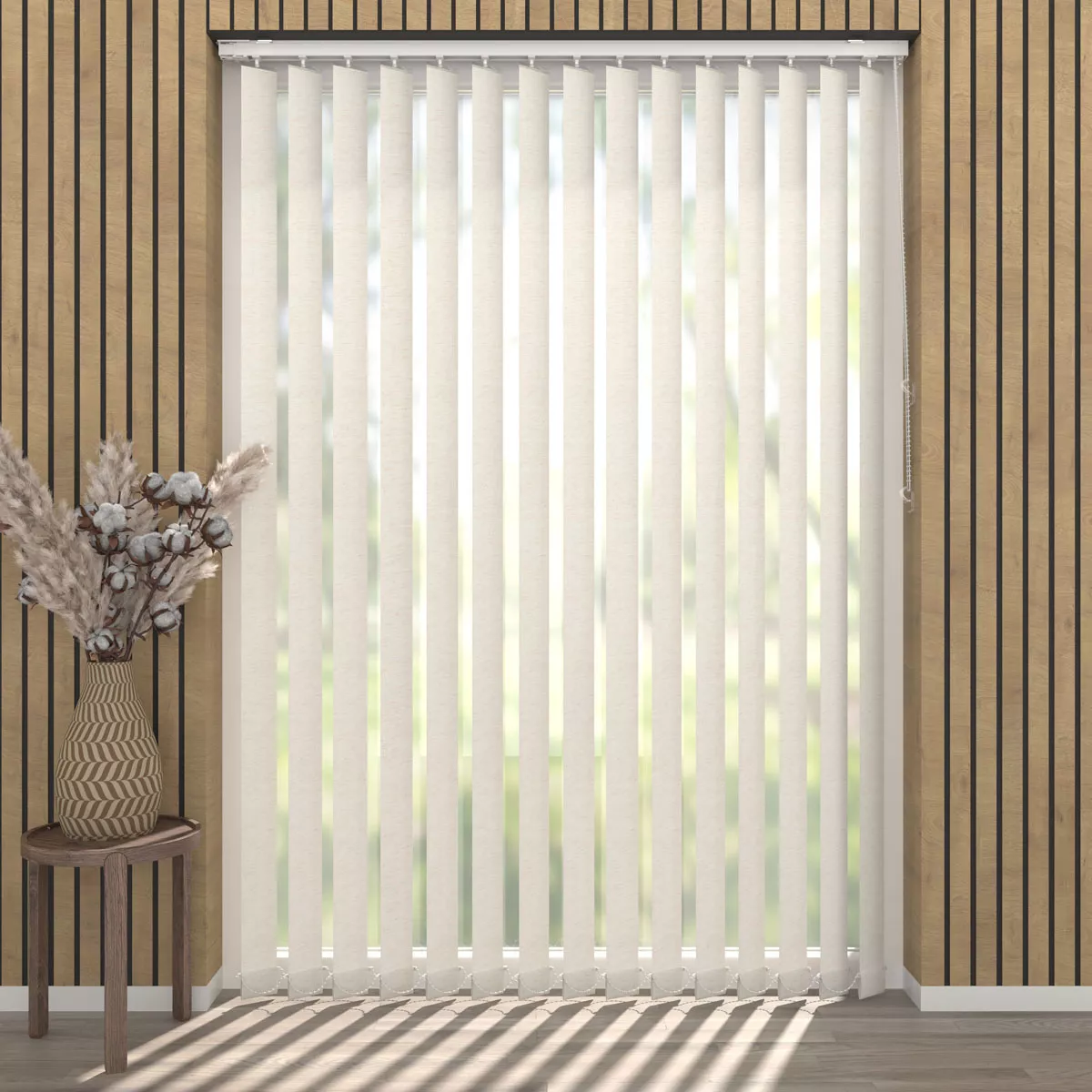 Estor enrollable tamizante de lamas verticales (100 x 260 cm) en tono beige jaspeado Stockholm