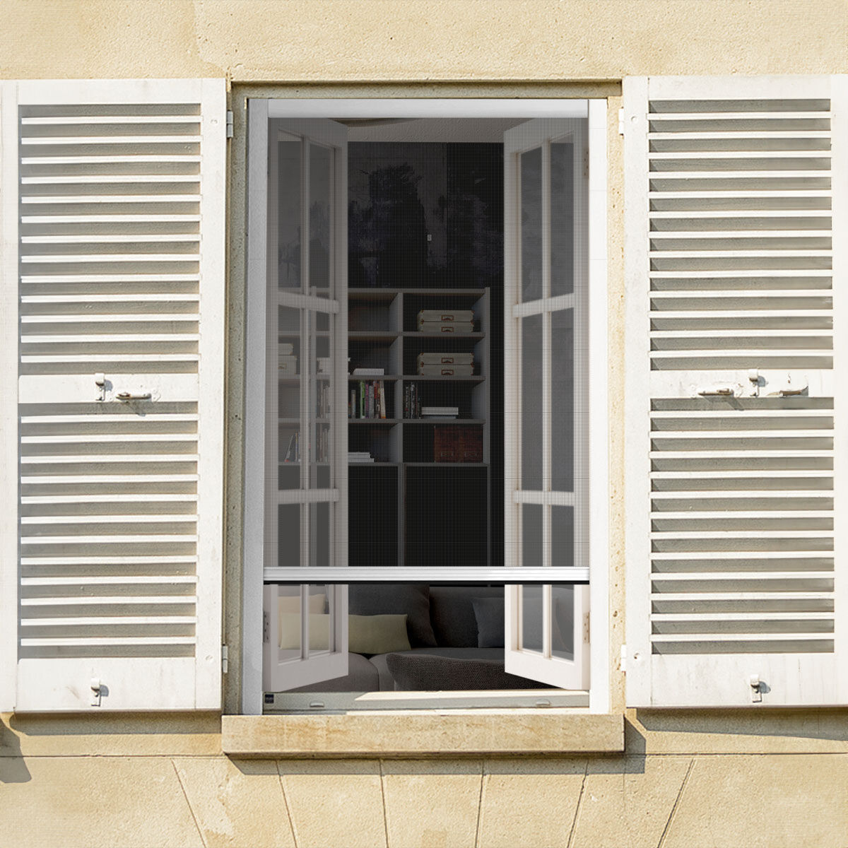 Mosquitera  para ventana enrollable con marco recortable (130 x 160 cm) Moustyk Blanco
