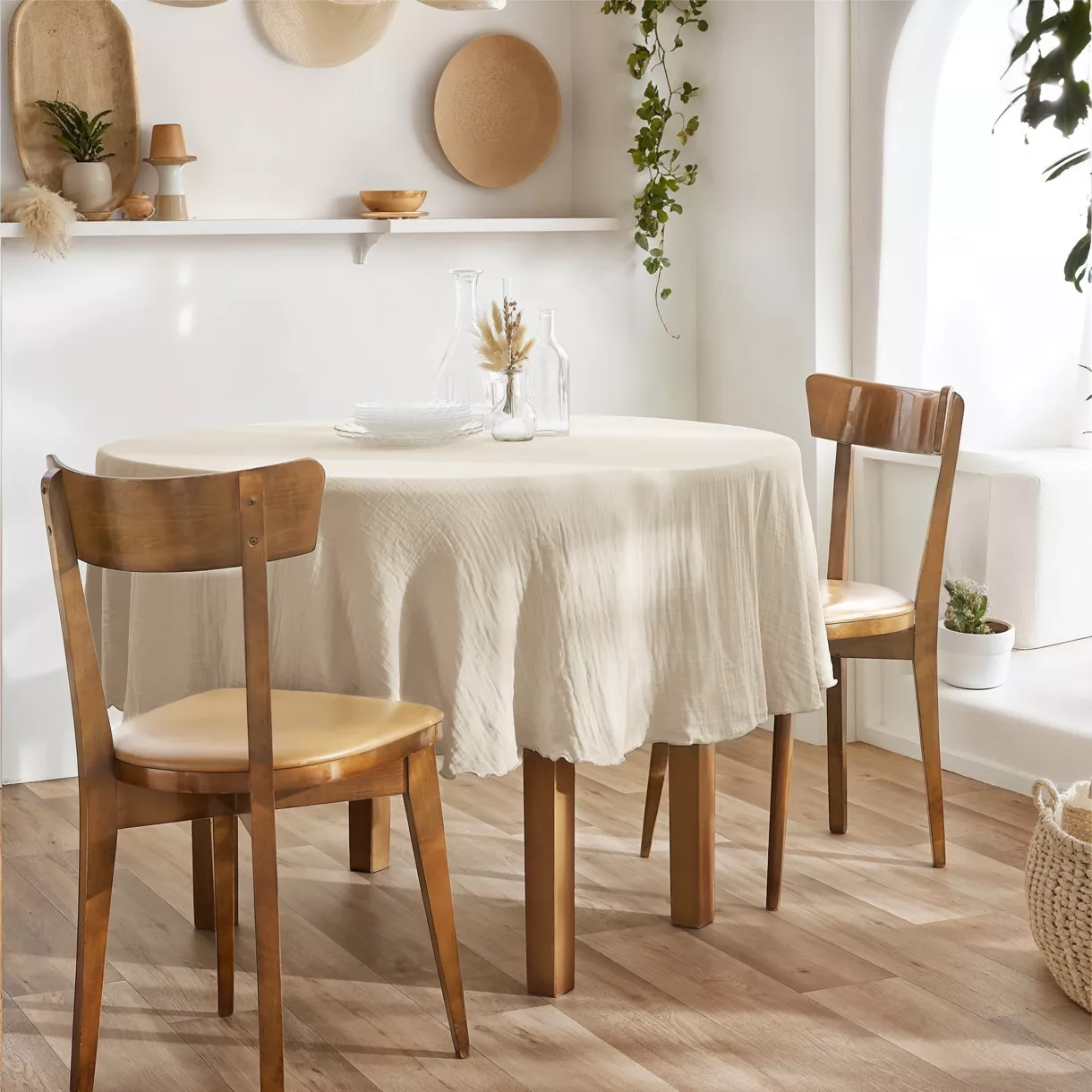 Nappe ronde (0) 180 cm Gaze de coton unie GAìA Pampa