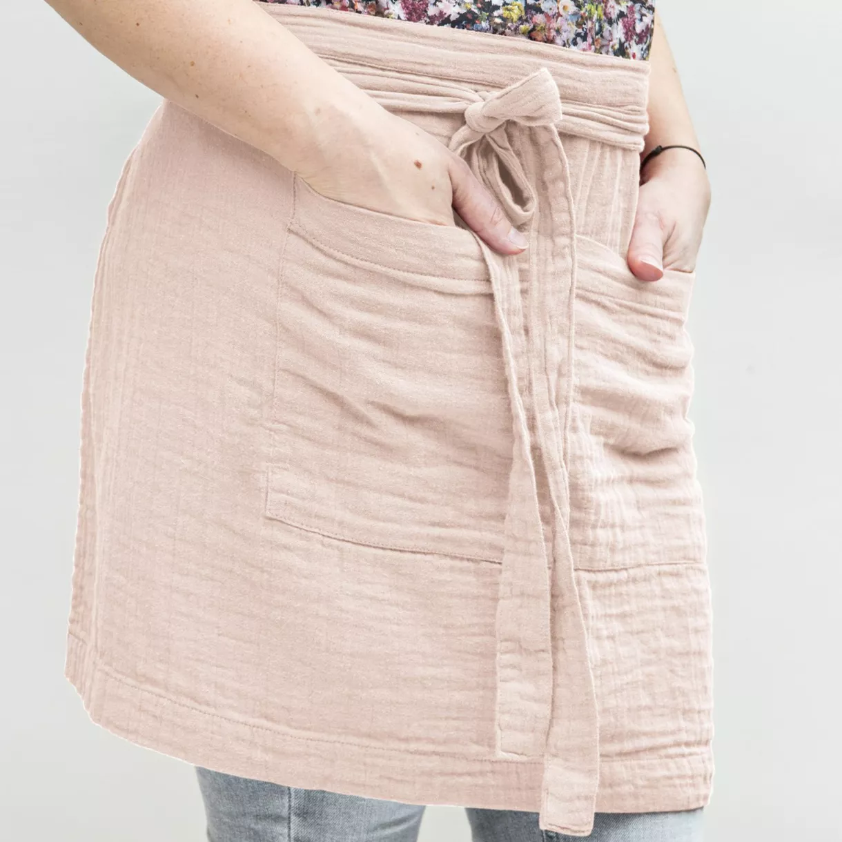 Delantal con bolsillo en algodón  Gaïa Rosa polvo 1