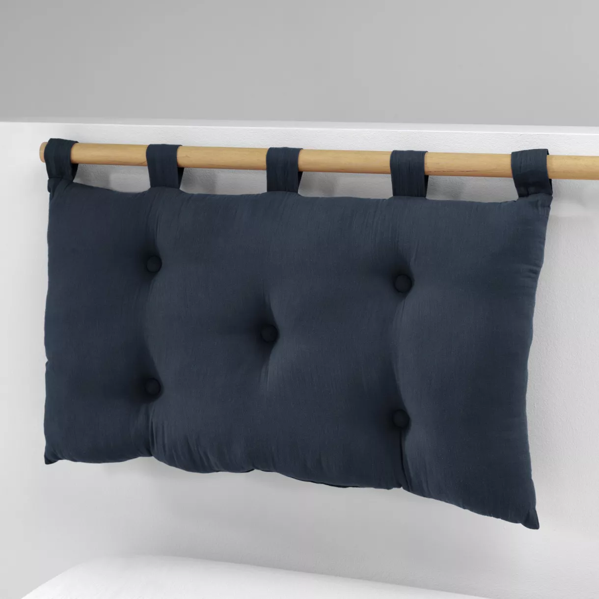 Kopfteil-Kissen aus Baumwoll-Gaze (80 cm) Gaïa Dunkelblau 1