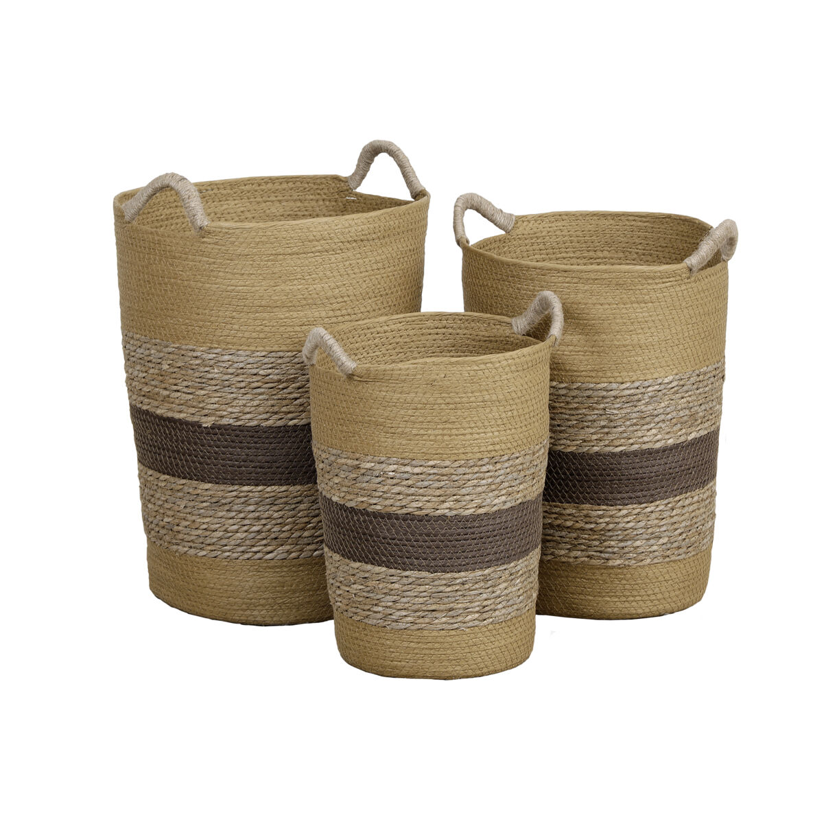 Juego de 3 cestas para ropa materia vegetal (H50 cm) Minorque Camel