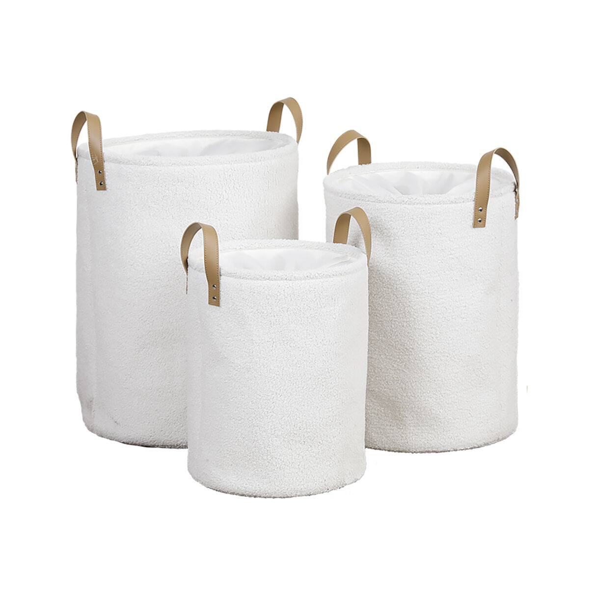 Juego de 3 cestas para ropa rizada (H54 cm) Avoriaz Blanco