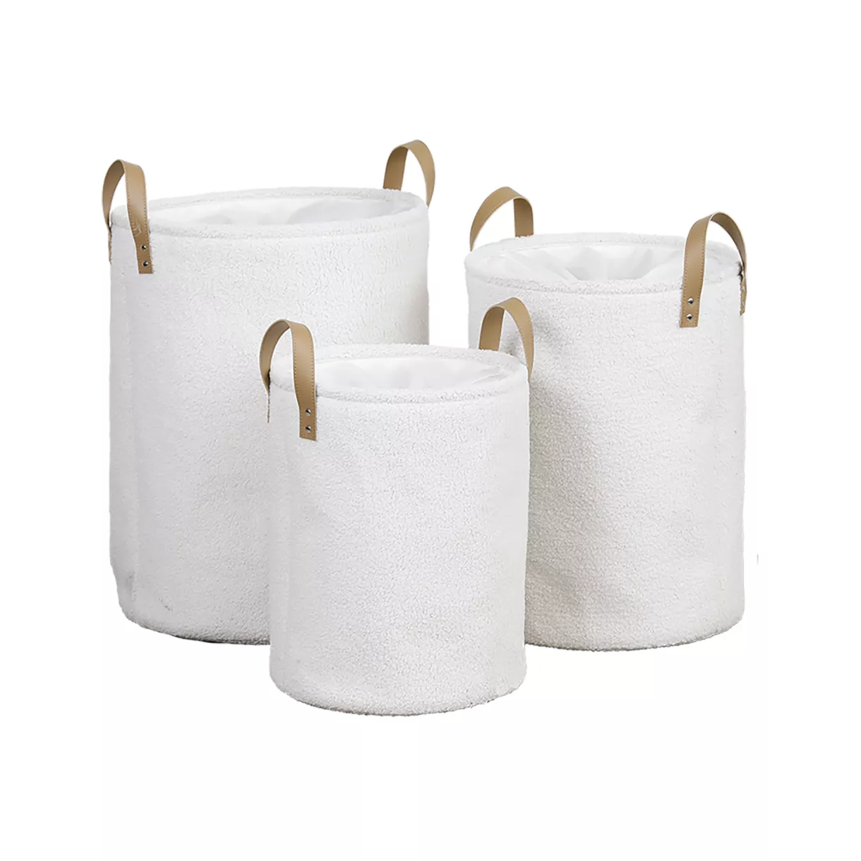 Set van 3 wasmanden bouclette (H54 cm) Avoriaz Wit