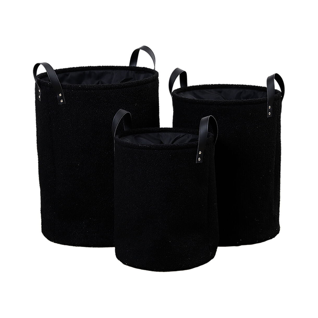 Juego de 3 cestas para ropa rizada (H54 cm) Avoriaz Negro