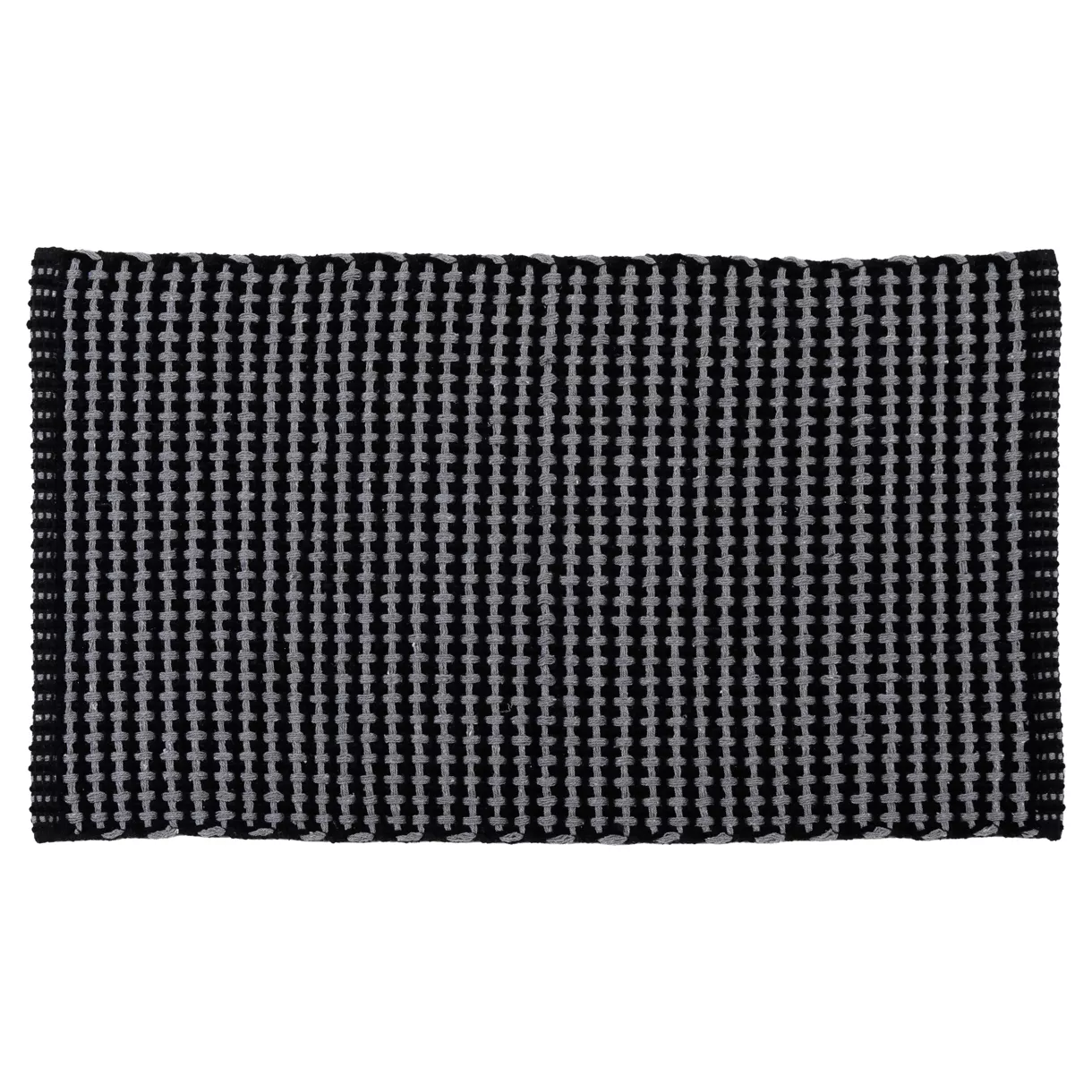 TAPIS MIMETISME POLYESTER/COTON TRESSE 50X90 CM - GRIS ANTHRACITE/NOIR