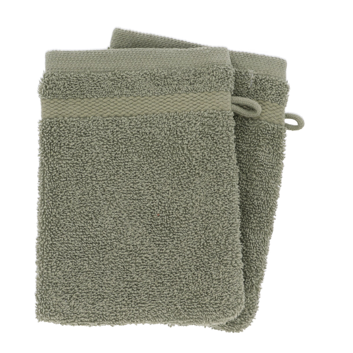 Lot de 2 gants de toilette coton (15 x 21 cm) Timeless Vert kaki