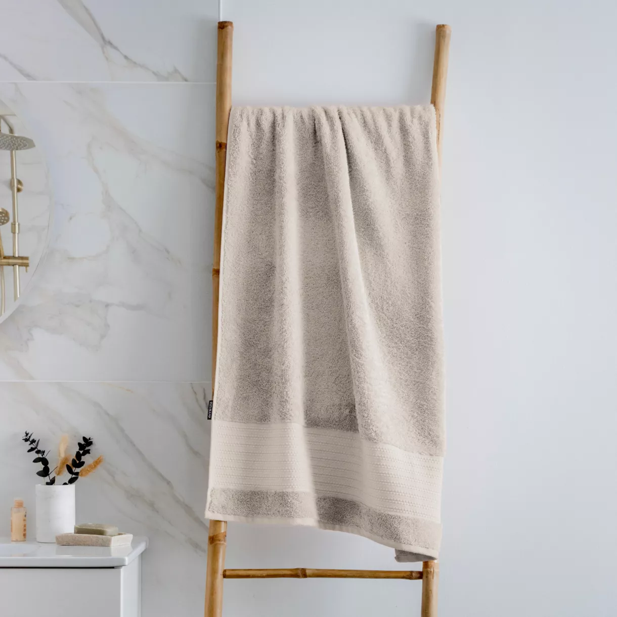Serviette de bain coton bio (70 x 130 cm) Garance Beige pampa 1