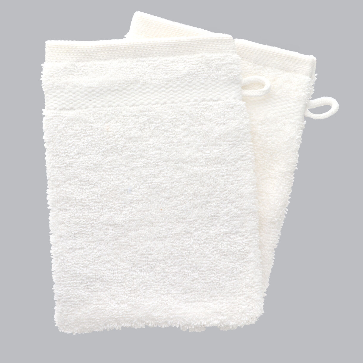 Lot de 2 gants de toilette coton (15 x 21 cm) Timeless Blanc